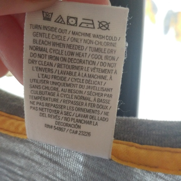 PINK Victoria's Secret • Grey Long Sleeve Stripe Yellow Henley Button Top XS - Picture 5 of 7